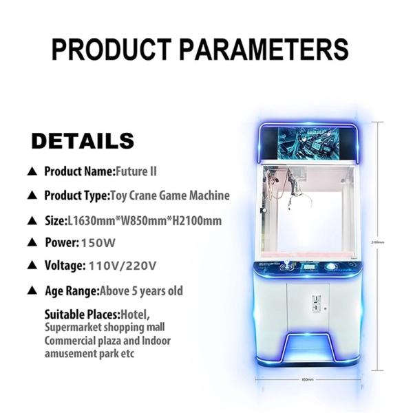 Футурн ии привело видео- игровой автомат приза машины крана игрушки/толкателя монетки