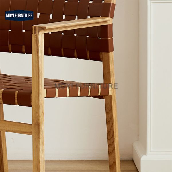 Italian Style Modern Home Office Restaurant Cafe Wood Leather Dining Chairs