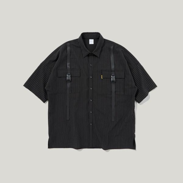 180gsm Spring Summer Striped Men Shirts Ribbons Patchwork Poplin Loose Lapel Shirt