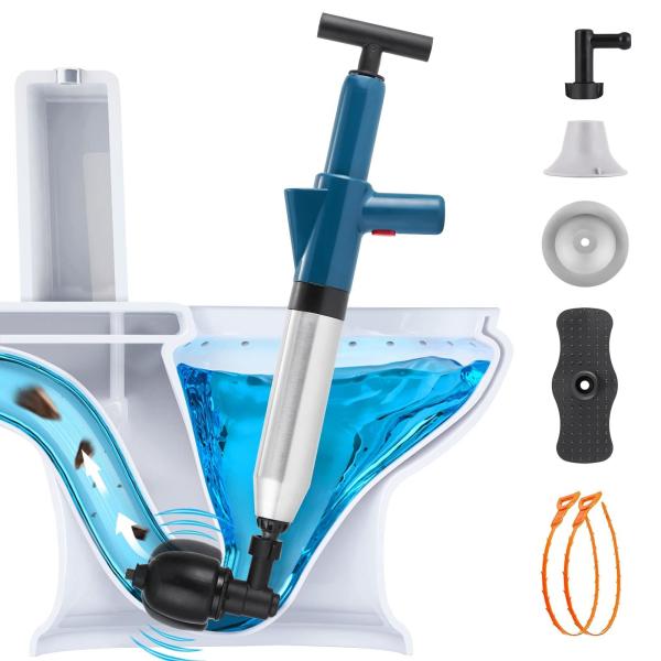 Stocked Toilet Plunger Air Pressure Plumbing Air gun Drain Blaster for Unclogged Toilets