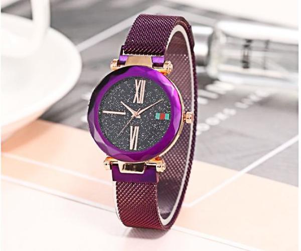 32mm Multi Color Alloy Case Fashion Ladies Fashion Wrist Watch with Magic Mesh Band
