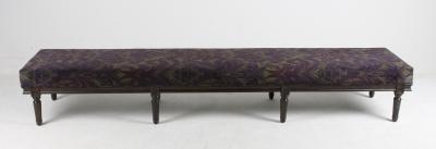 Vintage American Style Living Room Ottoman Bench Solid Wooden Upholstered