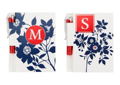 O branco da flor imprimiu cadernos personalizados com pena, blocos de notas feitos sob encomenda