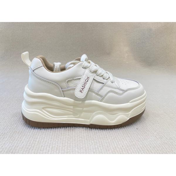 Heightening White Trainers Women Pigskin Insole Ladies Trainers