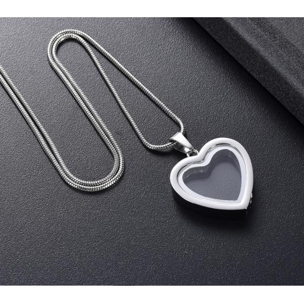 Stainless Steel Heart Shape Cremation Pendant Necklace for Ashes/Hair Keepsake