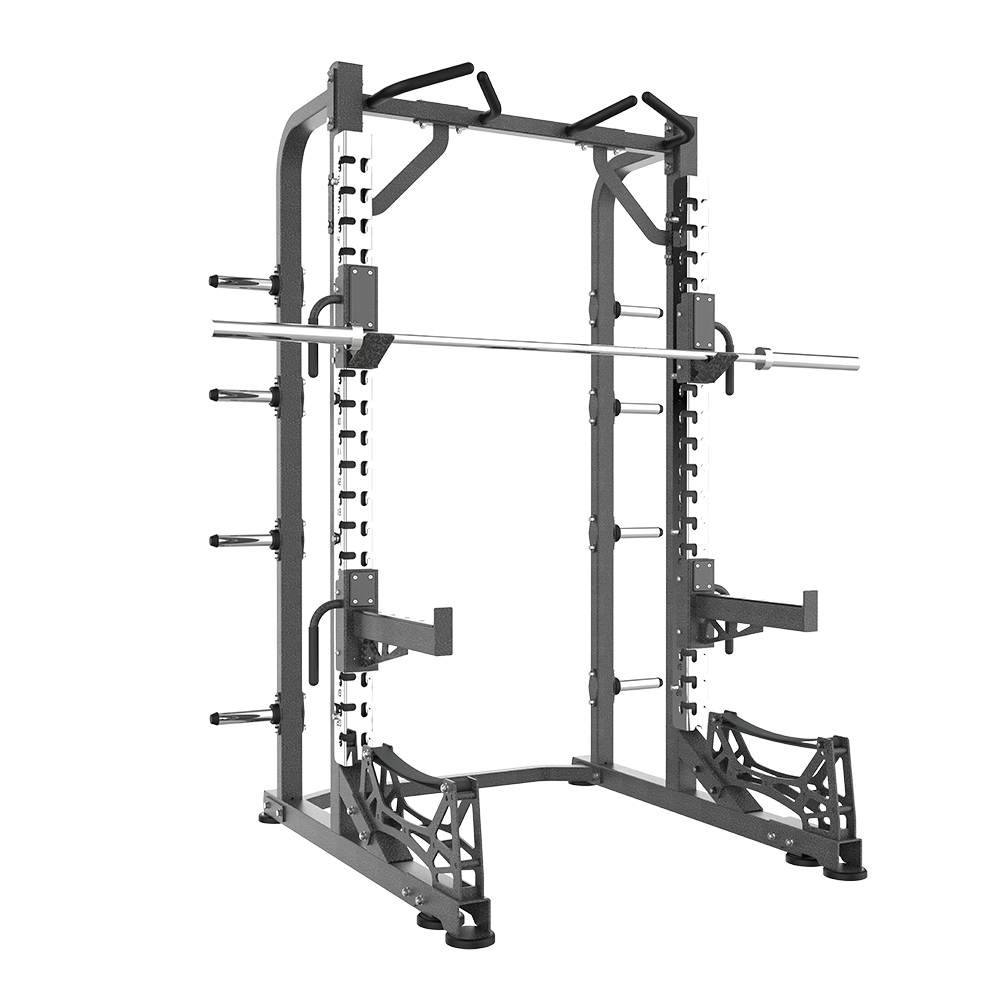 Commercial Grade Heavy Duty Steel Smith Machine and Power Rack with Plate Loaded Design