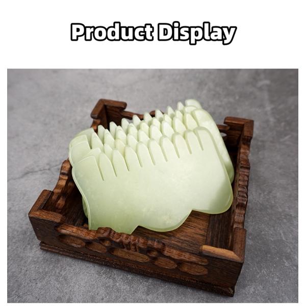 Customized Logo Availabled M Shape Jade Gua Sha Stone Head Massager for Hair Health Care and Scalp Massage in Salon Beauty