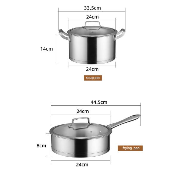 Factory Direct Sale Pans And Pots Sets Silver Cooking Pot Sets Stainless Steel Cookware Sets For Kitchen