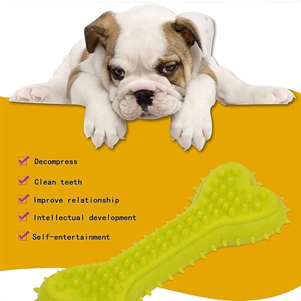 All-Season Pet Durable Nature Rubber Puppy Interactive Molar Bone Shape Toothbrush Stick Teeth Clean TPR Treat Training Dog Bit Chew Toy
