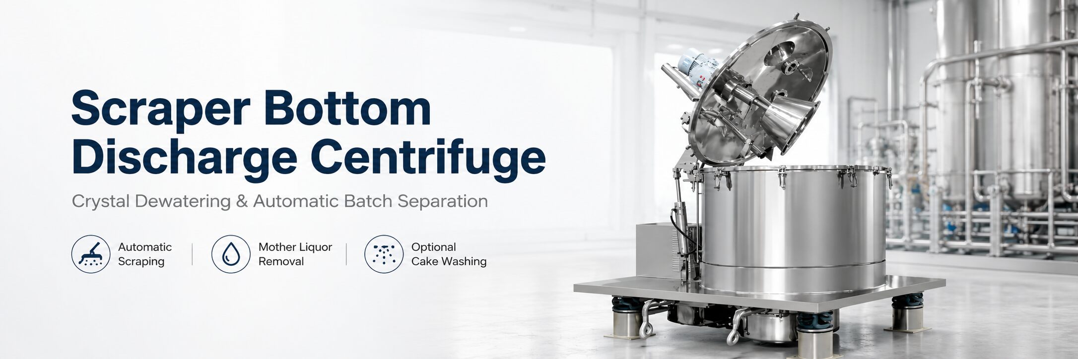Crystal Dewatering and Automatic Batch Separation Scraper Bottom Discharge Centrifuge
