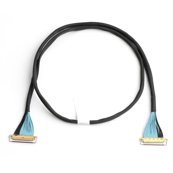 Dual-Ended 40-Pin LVDS Cable Assembly, Blue/Black Shielded Wires, RoHS Compliant