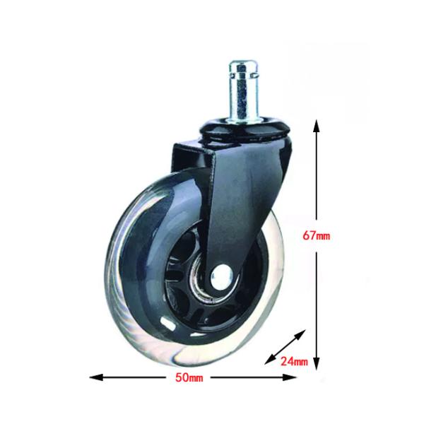 Рицинус колеса PU всеобщего рицинуса стула офиса молчаливого прозрачный 2 дюйма