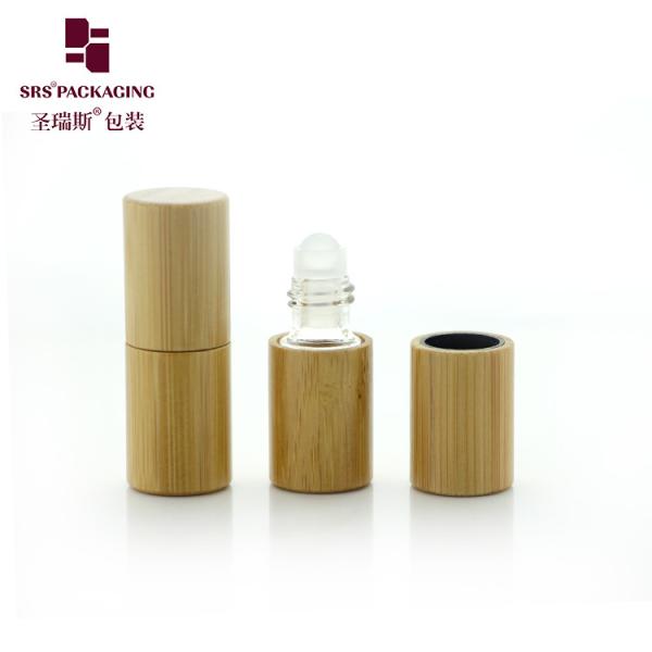 BG-2ML Real Natural Bamboo Roll On Bottle Inner Glass Bottle For Aroma Perfume Oil Glass Roller Ball Applicator