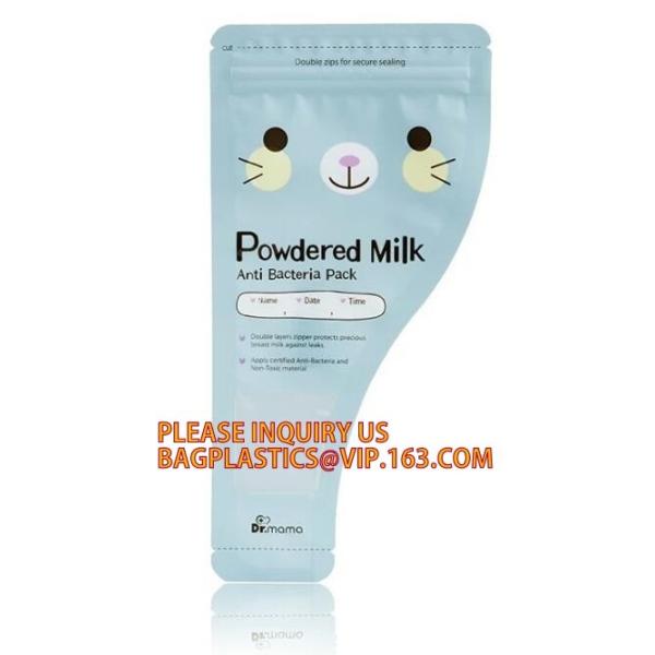 wholesale food pouch zipper bpa free plastic standing up breast baby milk storage bags,200ml double zipper breast milk b