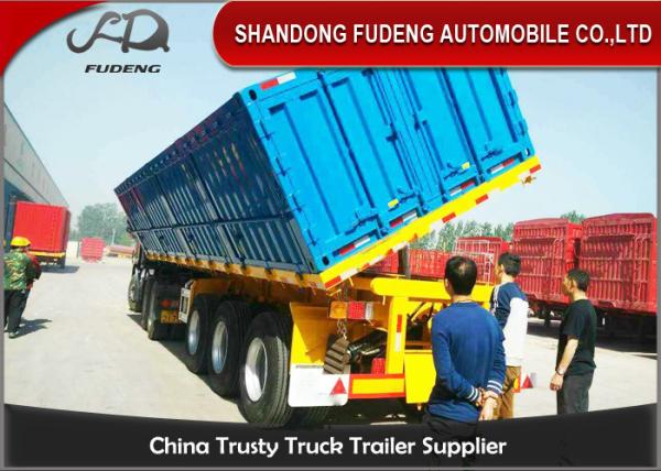 3 Axle 60CBM 100Ton Side Dump Semi Trailer Use To Coal Mine With HYVA Lifting System