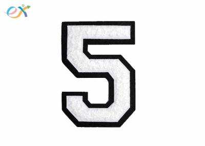 Varsity Number White Embroidered Chenille Letterman Patch - 4 1/2 Inch Iron On