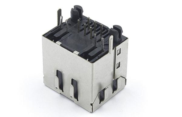 El solo RJ11 PWB portuario Jack 6 pernos 6 entra en contacto con a Shiled EMI Leds TM-52T6611ET2L1