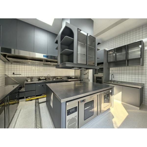 Commercial Dark Gray Stainless Steel Kitchen Cabinet with Island
