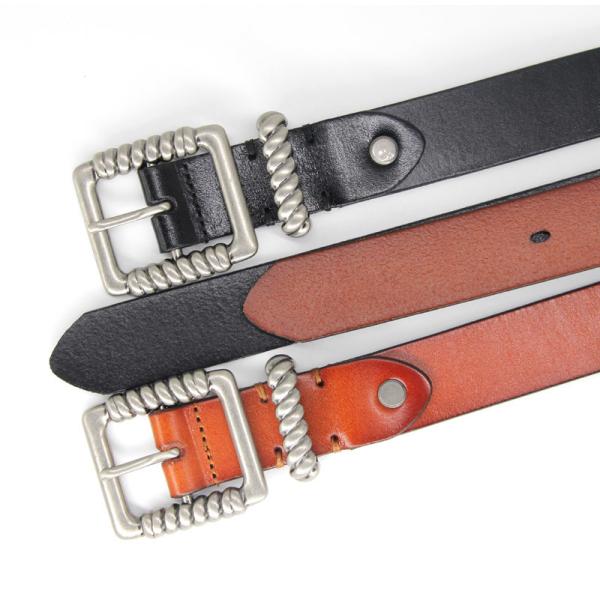 28mm Unisex Genuine Italian Leather Belt Pin Whorl Pattern Buckle