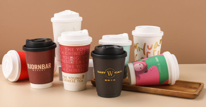 Custom Logo Double Wall Insulated Leak Proof Paper Cup Hot Cold Beverages