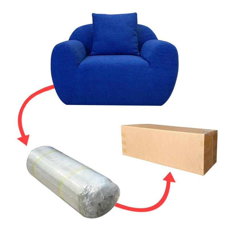 Modern Single Person Reclining Square Leisure Sofa Chair with Sponge Fabric Compressed Sofa for Living Room & Bedroom Villa Use