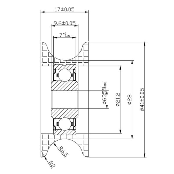 High Hardness Ball Bearing Pulley S608ZZ 6.35 Hole Red Roller Wheels For Sliding Door