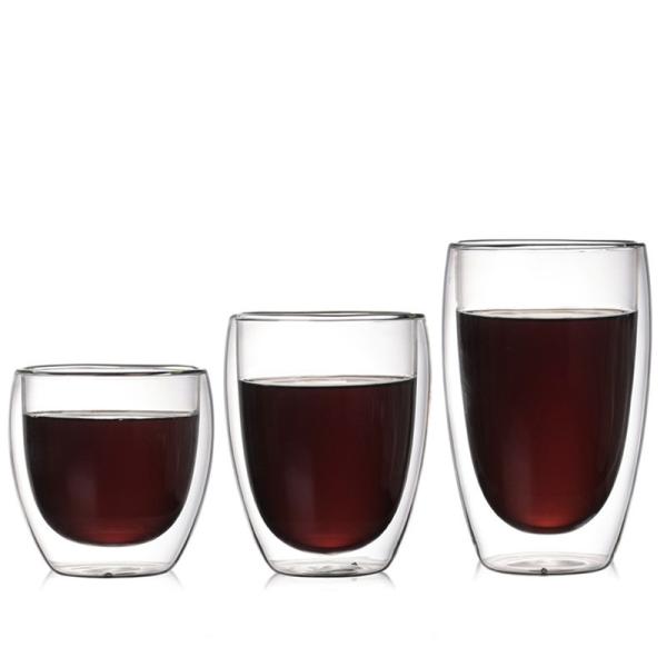 Egg Shaped 250ml 350ml 450ml Double Glass Water Cup