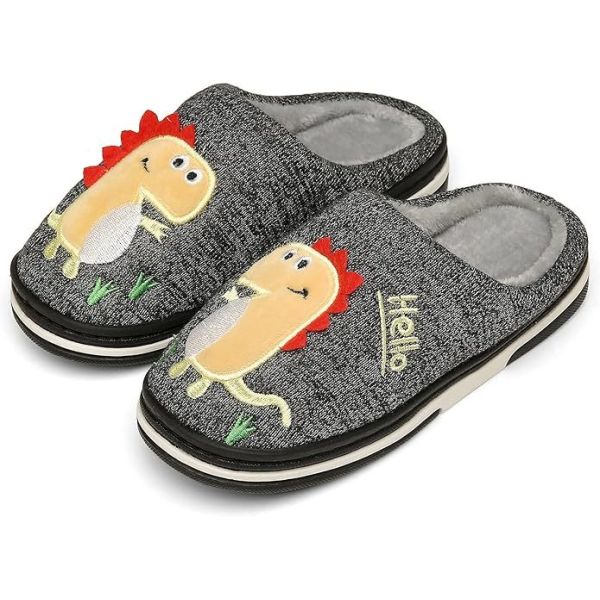 Divertissement DIno en vedette Chaussons pour enfants chaude fausse fourrure pour le confort hivernal