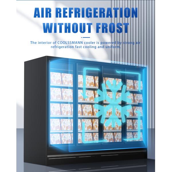 Супермаркет Коммерческая Вертикальная стеклянная дверь Вертикальная охладитель Витрина Холодильник Многоэтажный дистанционный