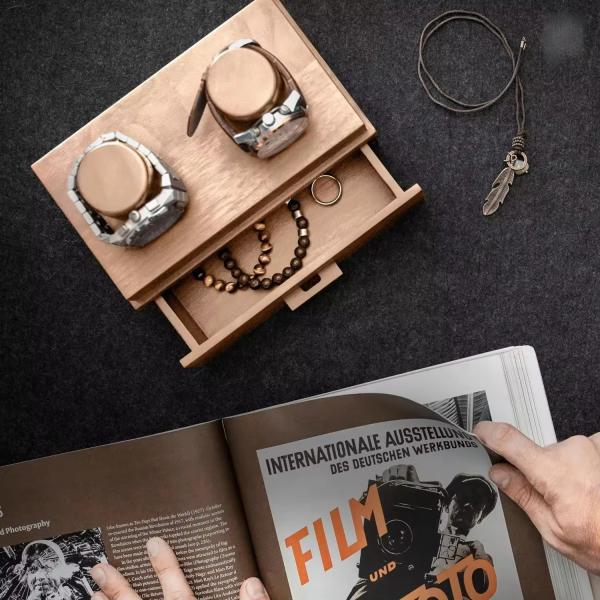 Vintage Customized Watch Storage Case Clear Acrylic Cover Watch Wooden Drawer Box