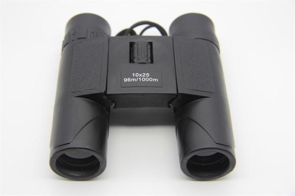 Black Portable Compact Folding Binoculars , Compact Sports Binoculars With Neck Strap
