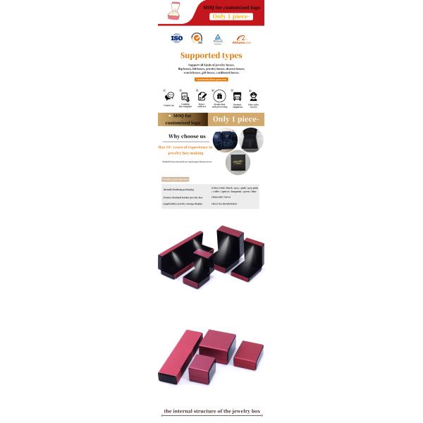 Hanhong Logo personnalisé LED Light Jewelry Box pour bracelets Colliers et anneaux en cuir