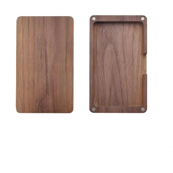 Black Walnut Wood Square Card Case with Magnetic Closure Wooden Business Card Holder
