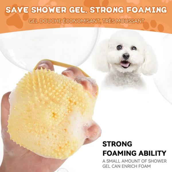 2-in-1 Pet Shower Brush with Shampoo Dispenser - Soft Silicone Massage Grooming Tool for Dogs and Cats