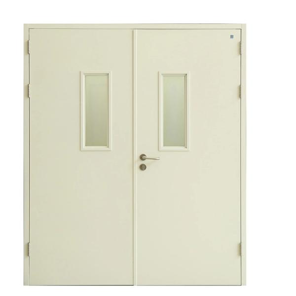 Galvanized Steel Fire Rated Steel Doors Glass 3 Hours With PU Foaming Inside
