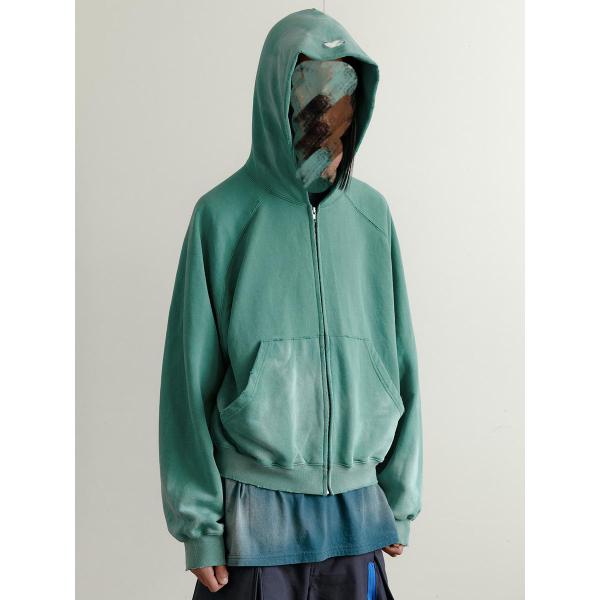 Vintage Zip Up Acid Wash Men's Hoodies Sweatshirts with and Regular Sleeve Style