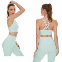 Sujetador de yoga ligero de nailon verde claro para mujer, conjuntos de polainas de fitness de yoga elásticas activas