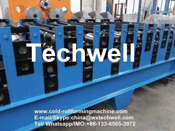 Steel Metal Roof Panel Roll Forming Machine, Roof Panel Roll Former With 5 Ton Decoiler