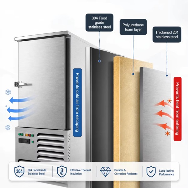 300L Vertical Blast Freezer 10 Trays Quick Freezer for Seafood & Food Industry