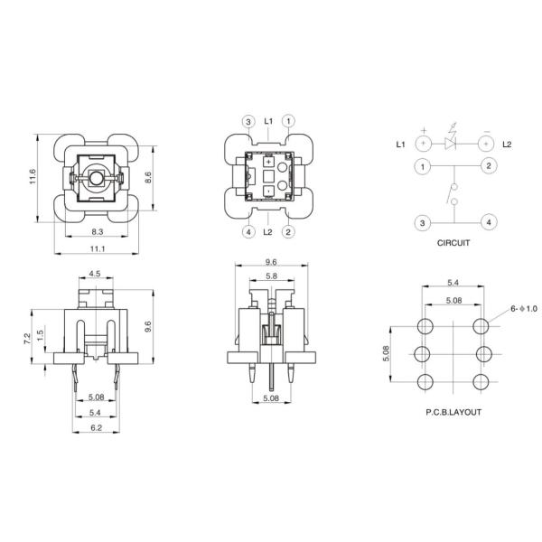 Smd Illuminated Tact Switch Insulation Resistance For DIP PCB