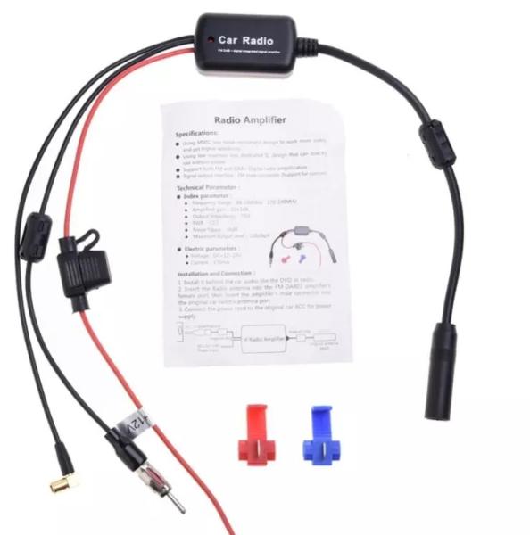 RG174 Cable DAB Car Radio Signal Amplifier with DAB Splitters and Impedance 75ohm