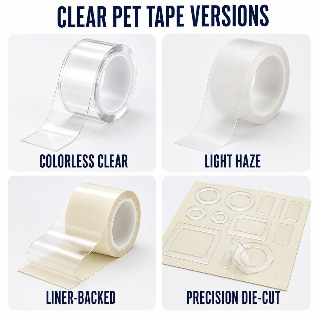 Clear PET High Temperature Tape (Transparent Polyester Silicone Tape / High Temperature Label Protection Tape / Clear PET Masking Tape) – For Barcode, PCB & Window Protection