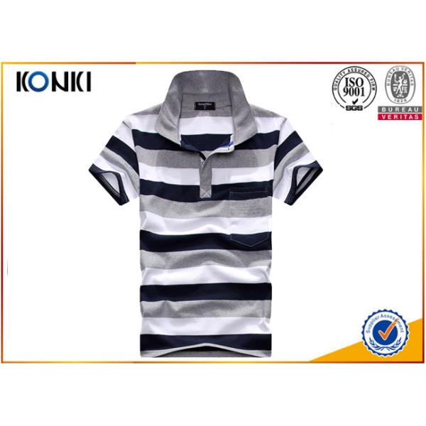 Fashion Style Custom Polo Shirt Classic Mens 100% Cotton Yarn Dyed Stripe