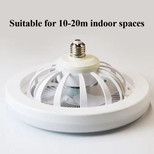 Ventilateur de plafond LED moderne de 30W dimmable avec douille E27 et vitesse du vent réglable pour chambre à coucher