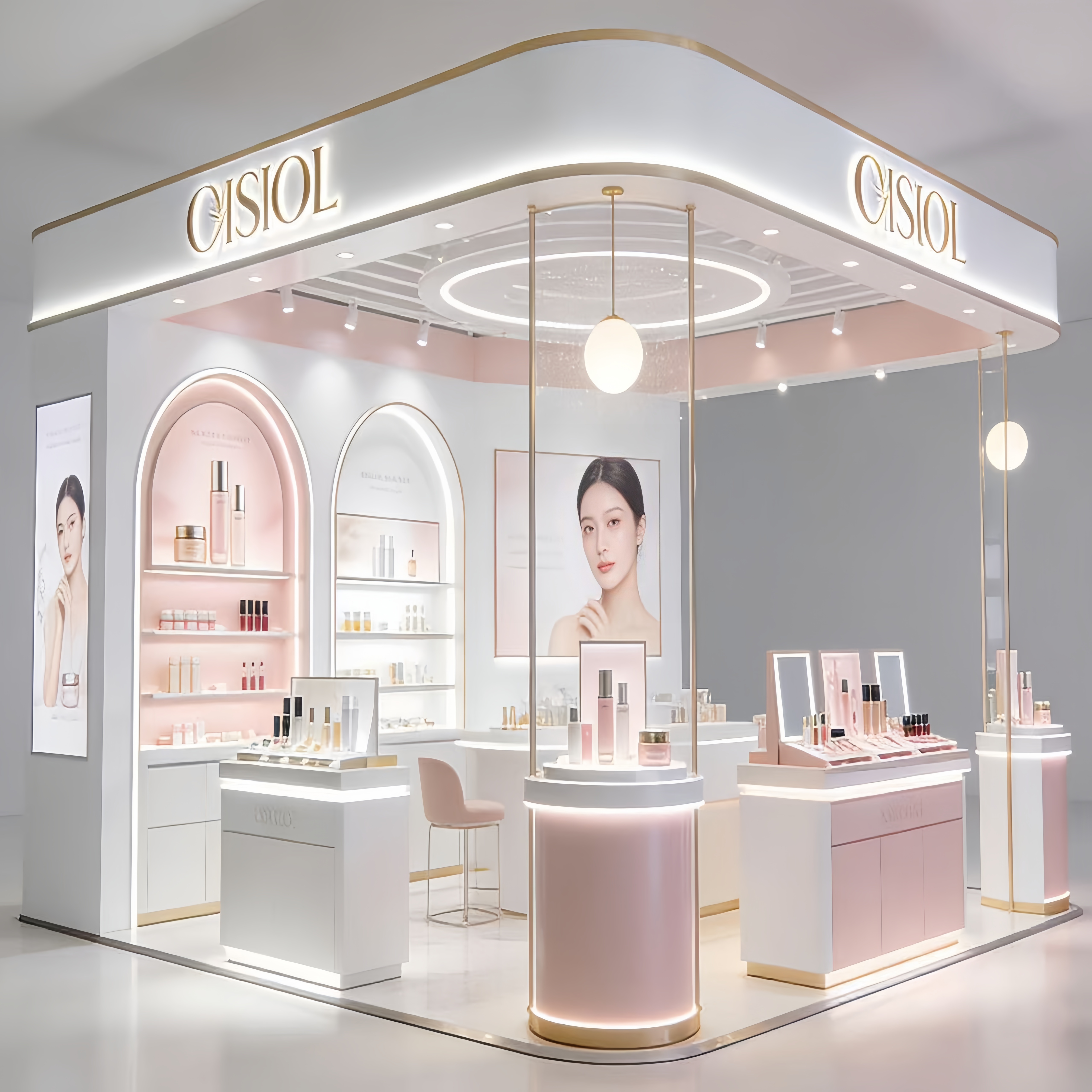 Modular Makeup Display Kiosk - Custom  Cosmetic Showcase