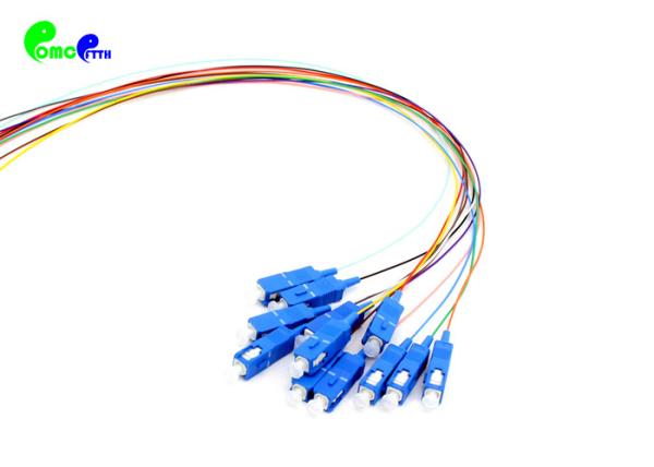 de 12F cauda terminada 3M do Fanout de cabo 0.9mm do SC UPC G657A1 9 da trança da fibra ótica pre - 900μm/125μm