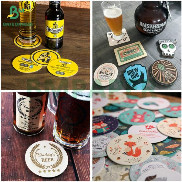 Natural White 600um 900um Double Sided Uncoated Beer Pads Paperboard Естественный белый 600um 900um Двусторонние непокрытые пивные подкладки Картон