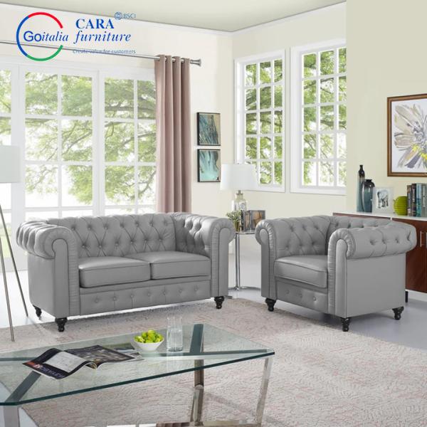 Customized Grey Bedroom Living Room Sofa Set Furniture Velvet