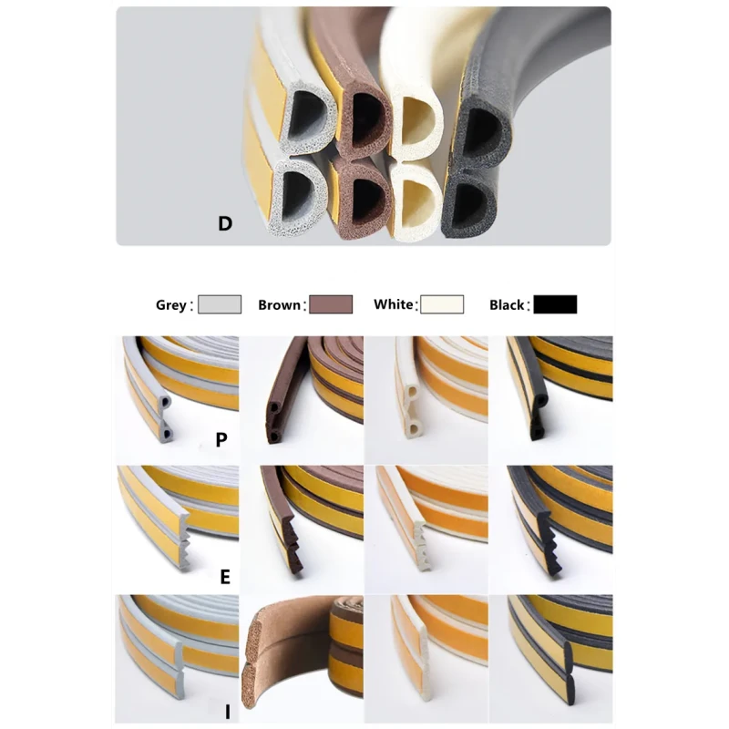 EPDM Door and Window Weatherstrip Gap Blocker Insulation Seal Strip with Self-Adhesive Tape
