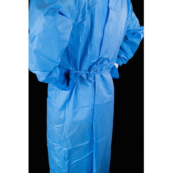 Ultrasonic Heat Seal SMS Disposable Surgical Gown Waterproof With Knitted Wrist